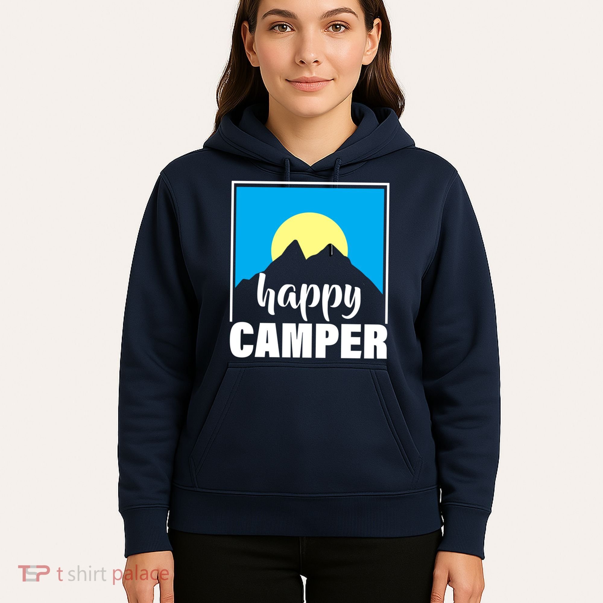 Happy Camper Sunrise Over Mountains Hoodie