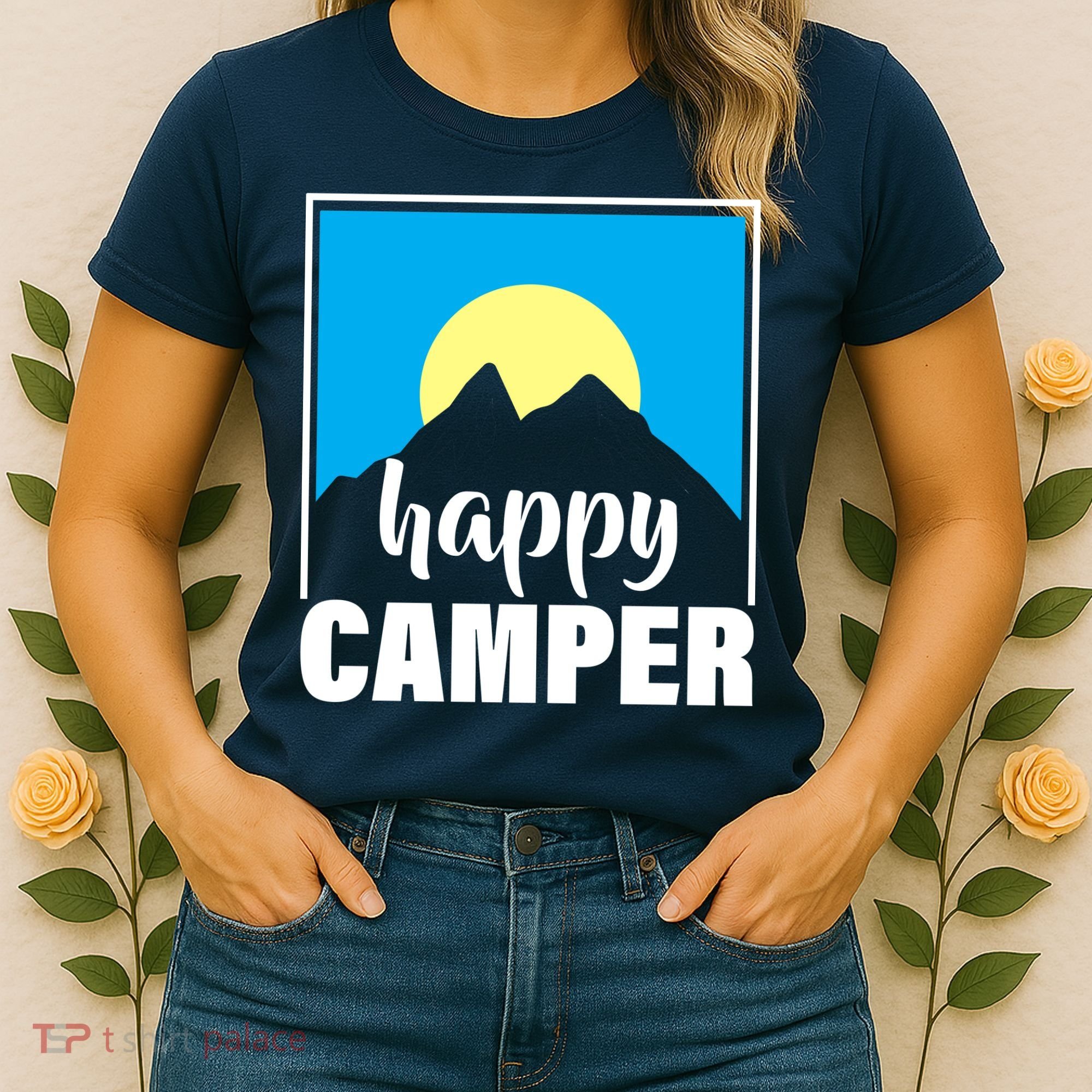 Happy Camper Sunrise Over Mountains Women's T-Shirt