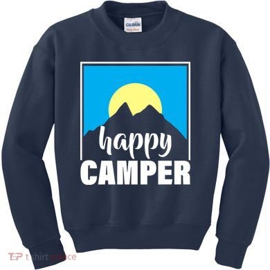Happy Camper Sunrise Over Mountains Kids Sweatshirt
