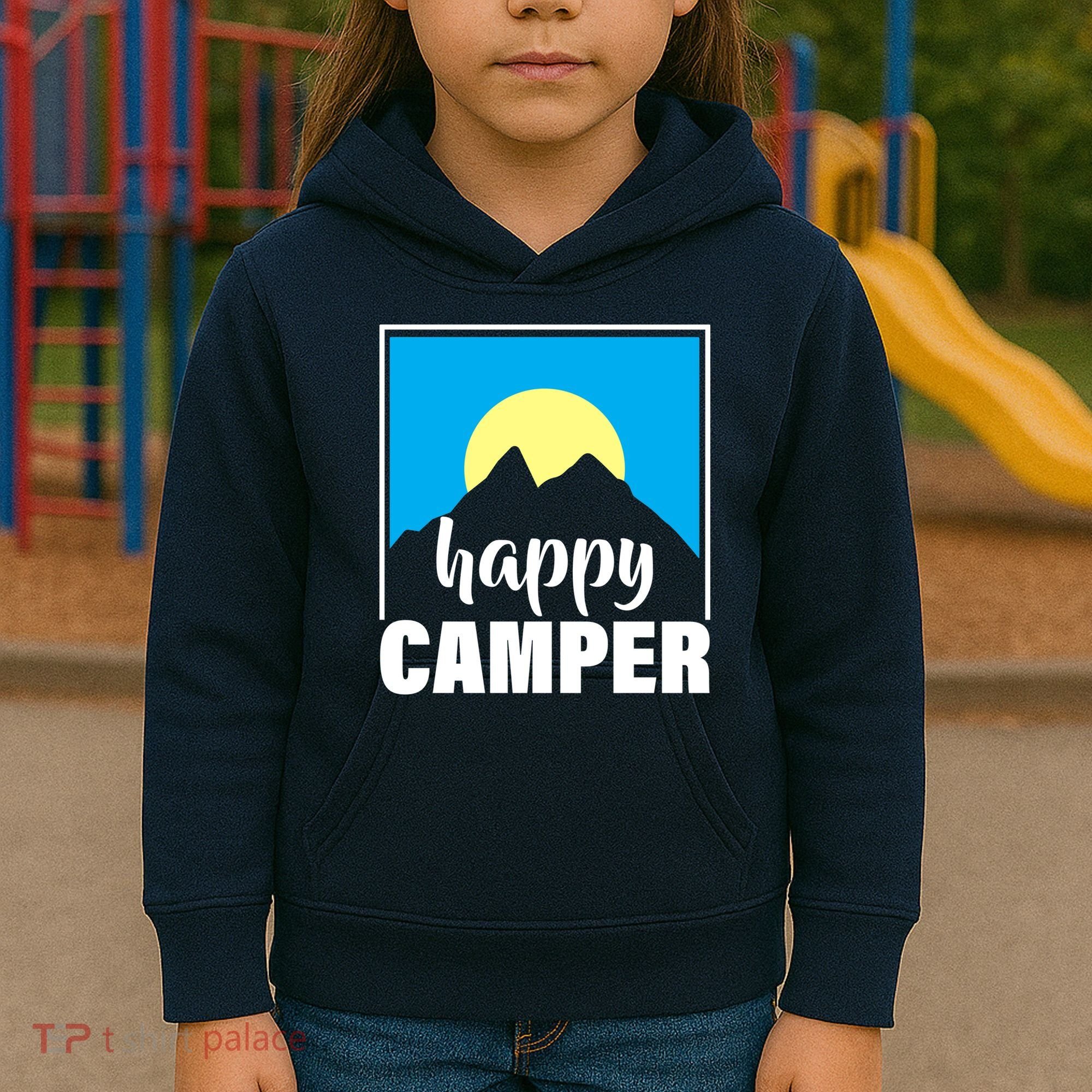 Happy Camper Sunrise Over Mountains Kids Hoodie