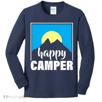 Happy Camper Sunrise Over Mountains Kids Long Sleeve Shirt