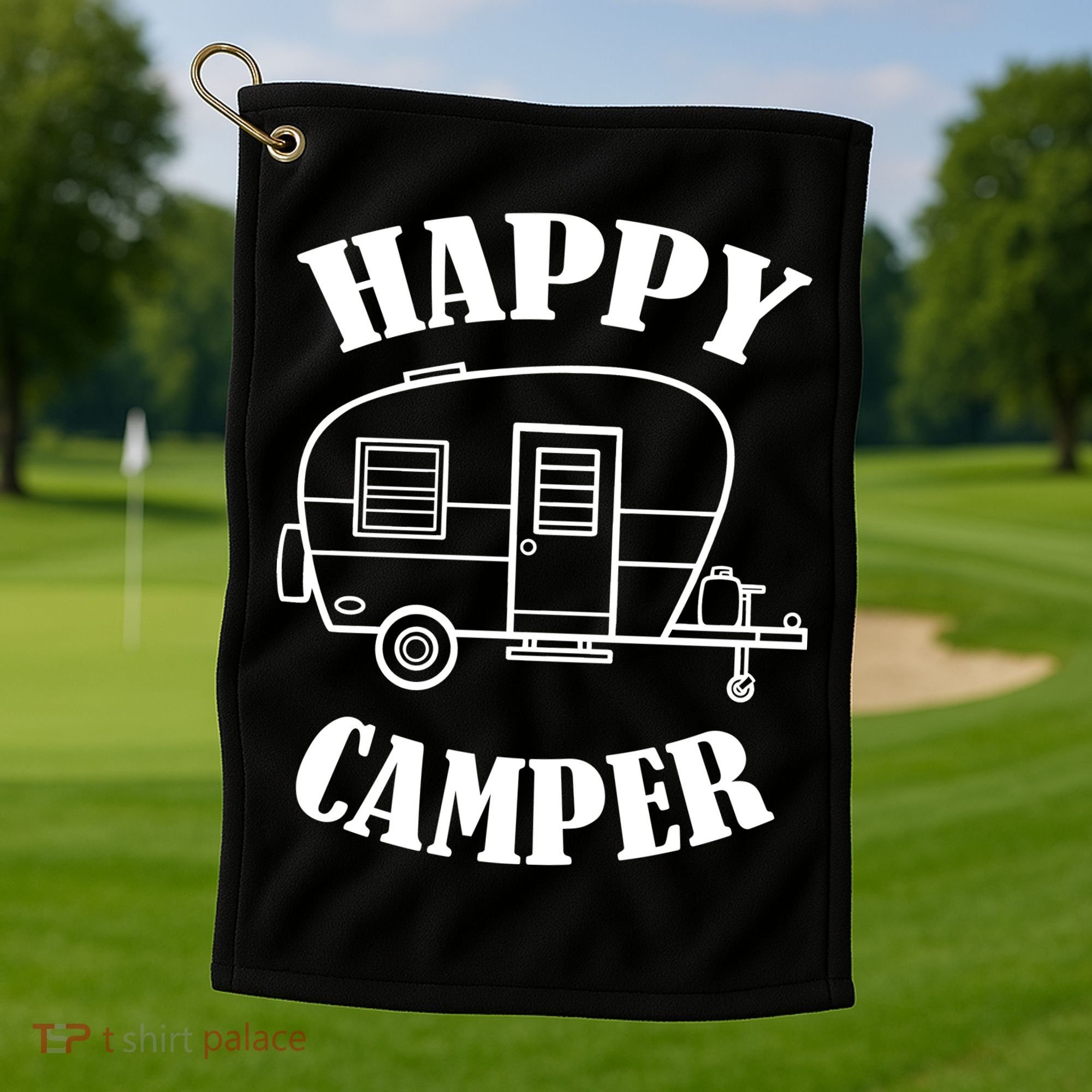 Happy Camper Trailer Golf Towel