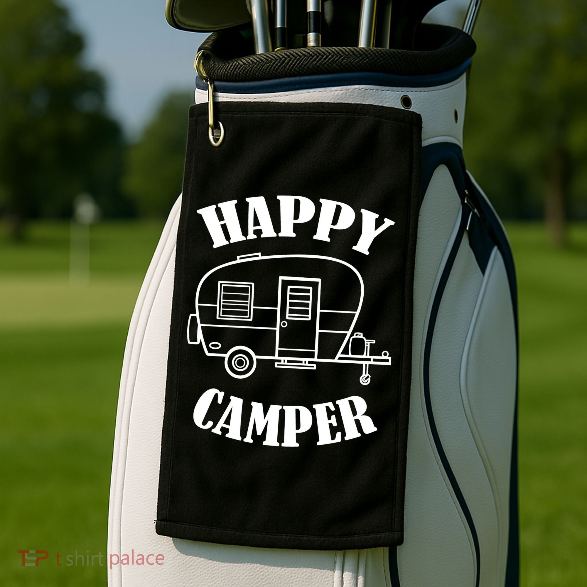 Happy Camper Trailer Golf Towel