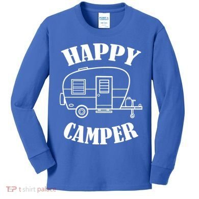 Happy Camper Trailer Kids Long Sleeve Shirt