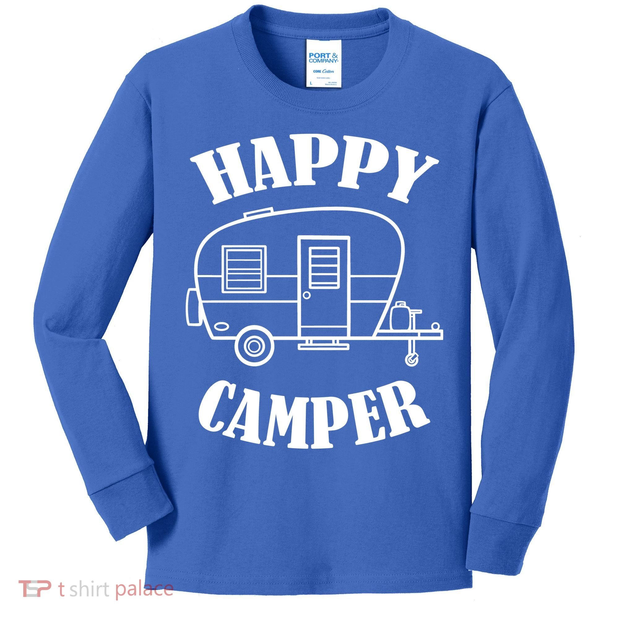 Happy Camper Trailer Kids Long Sleeve Shirt