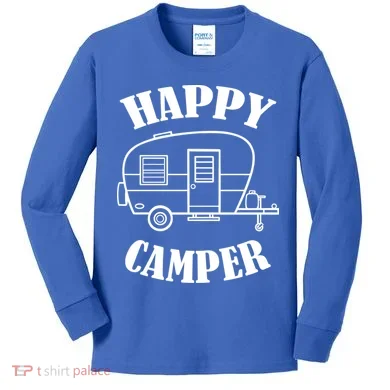 Happy Camper Trailer Kids Long Sleeve Shirt