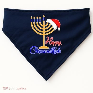 Happy Chrismukkah Christmas Hanukkah USA-Made Doggie Bandana