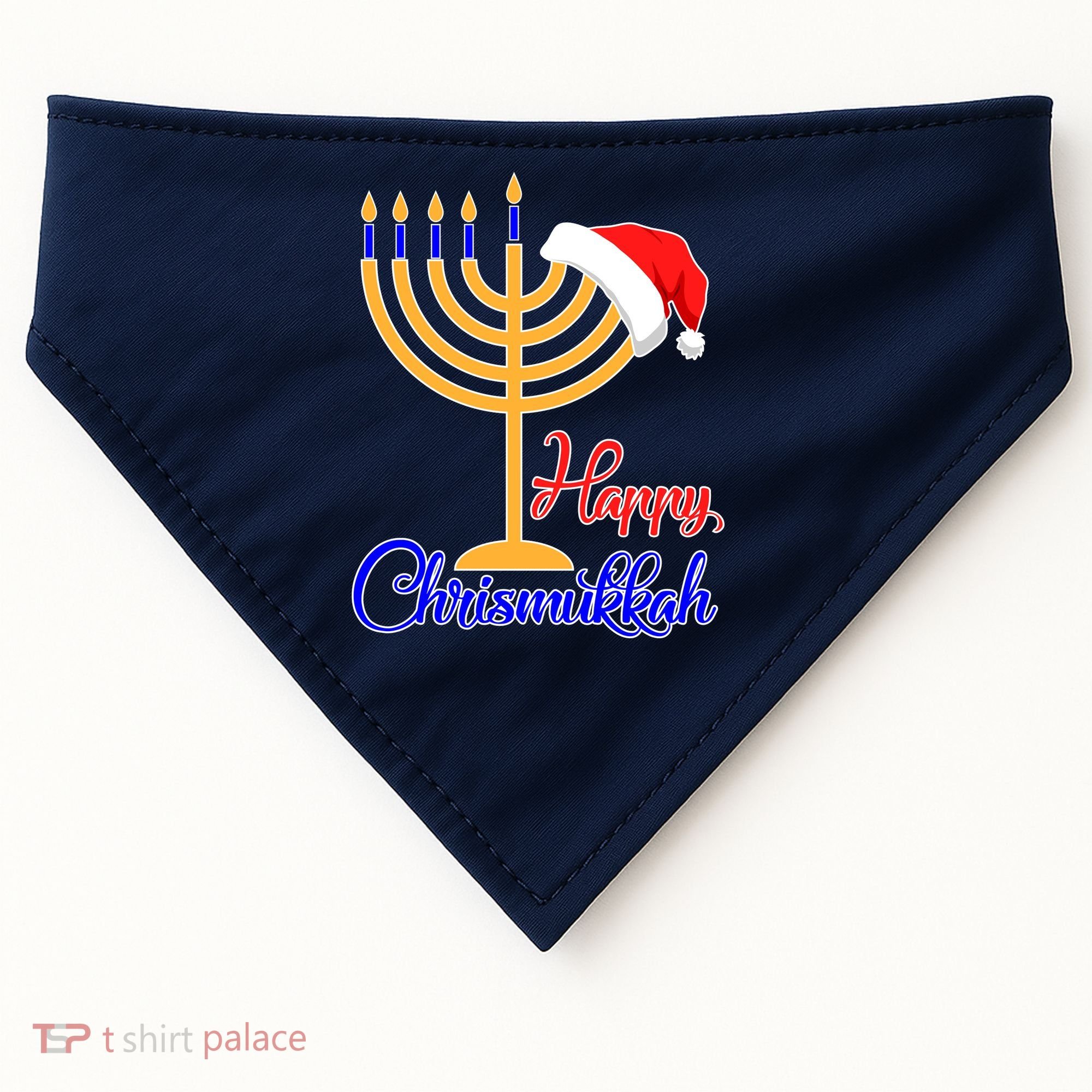Happy Chrismukkah Christmas Hanukkah USA-Made Doggie Bandana