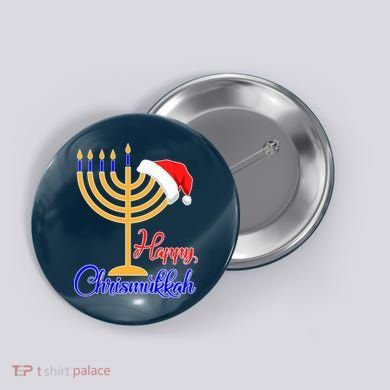 Happy Chrismukkah Christmas Hanukkah Button