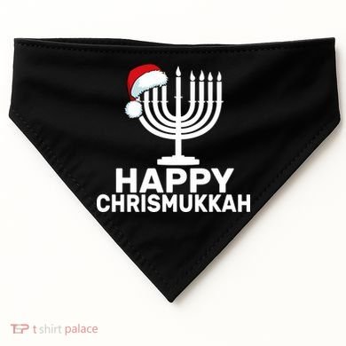 Happy Chrismukkah Hanukkah USA-Made Doggie Bandana
