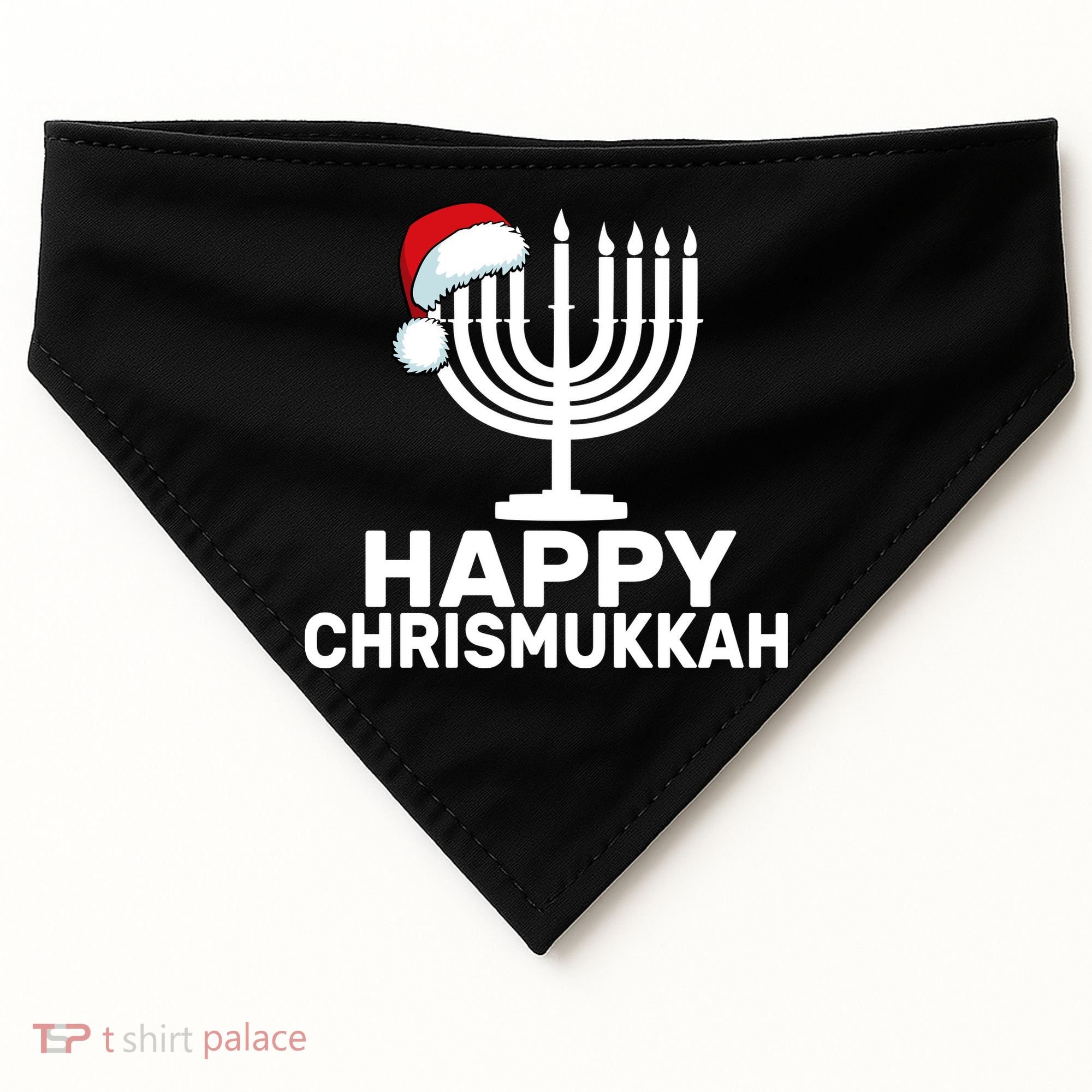 Happy Chrismukkah Hanukkah USA-Made Doggie Bandana