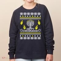 Happy Chrismukkah Hanukkah Ugly Christmas Women's Sweatshirt thumb 0