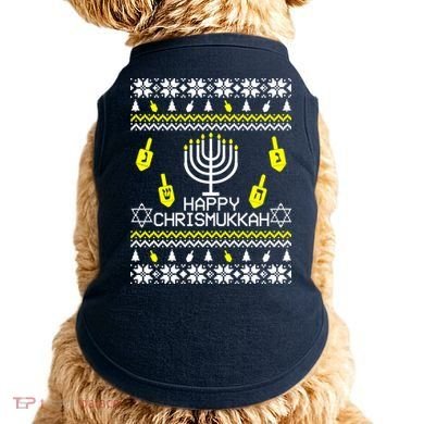 Happy Chrismukkah Hanukkah Ugly Christmas Doggie Tank