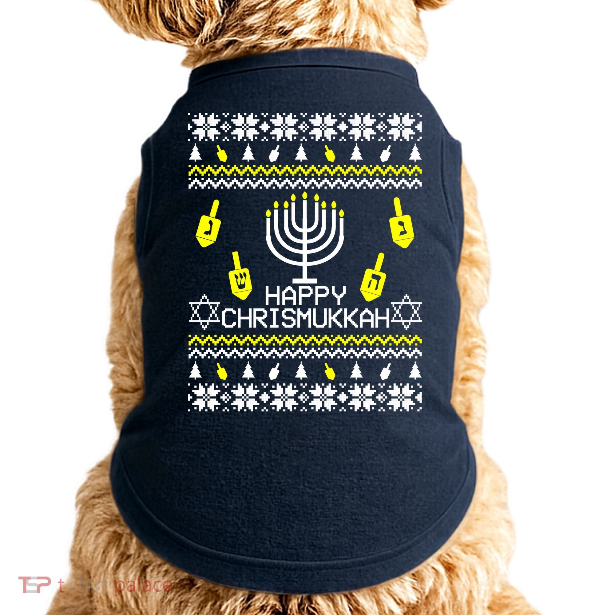 Happy Chrismukkah Hanukkah Ugly Christmas Doggie Tank