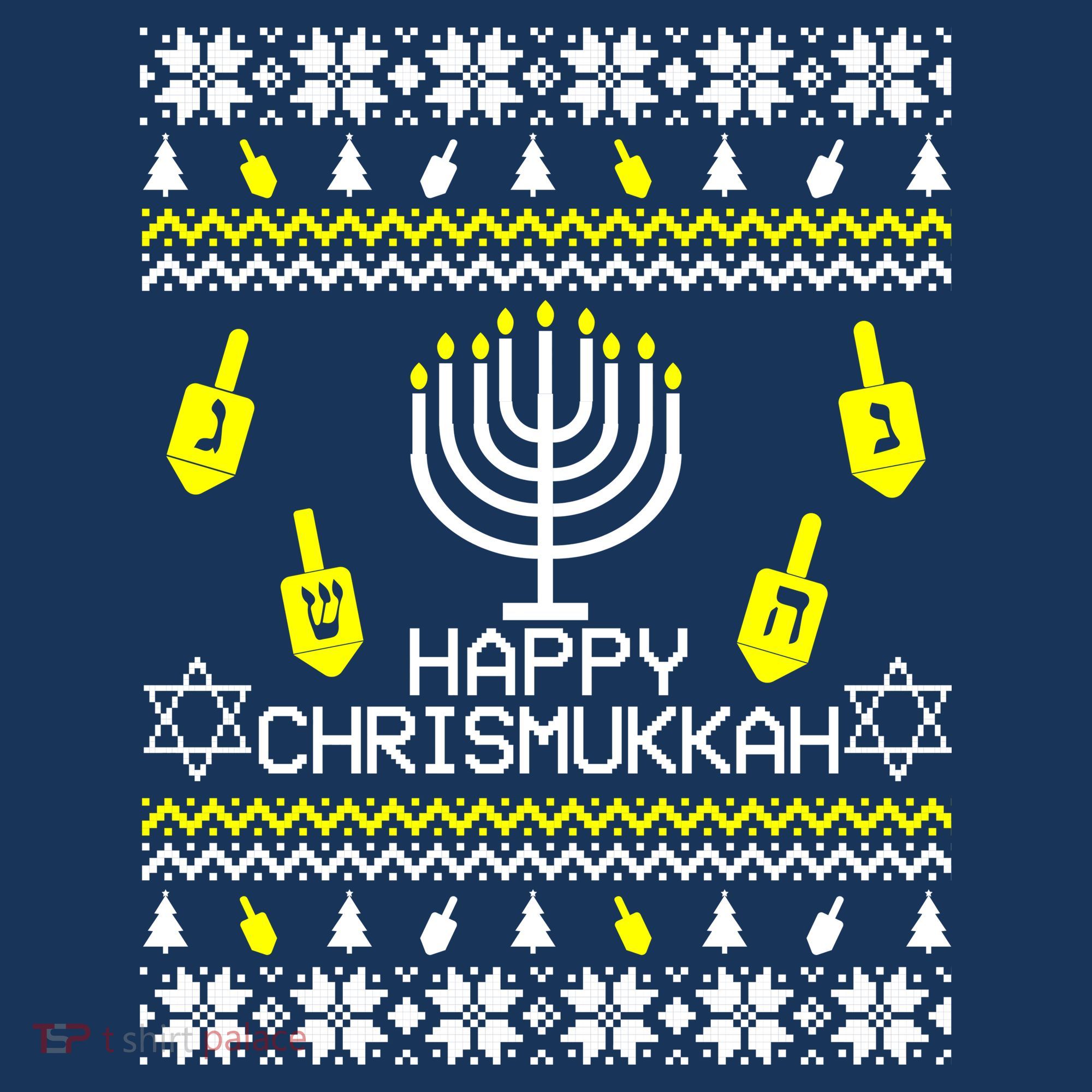 Happy Chrismukkah Hanukkah Ugly Christmas USA-Made Doggie Bandana