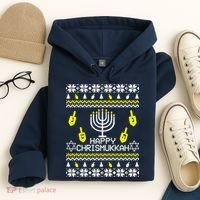 Happy Chrismukkah Hanukkah Ugly Christmas Hoodie thumb 4