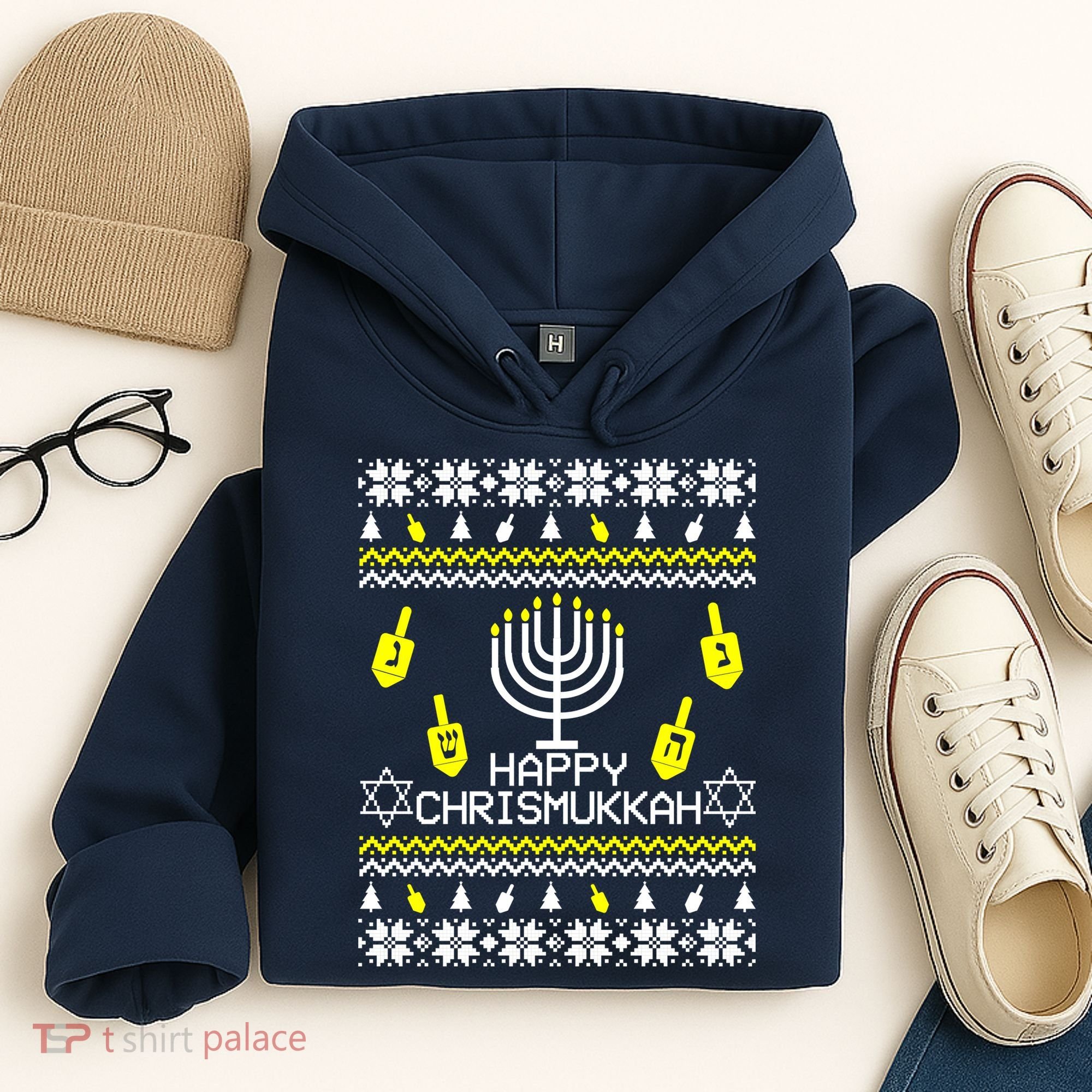 Happy Chrismukkah Hanukkah Ugly Christmas Hoodie