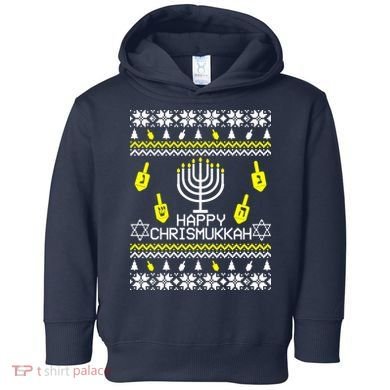 Happy Chrismukkah Hanukkah Ugly Christmas Toddler Hoodie