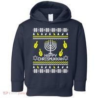 Happy Chrismukkah Hanukkah Ugly Christmas Toddler Hoodie thumb 0