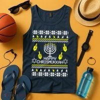 Happy Chrismukkah Hanukkah Ugly Christmas Tank Top thumb 4