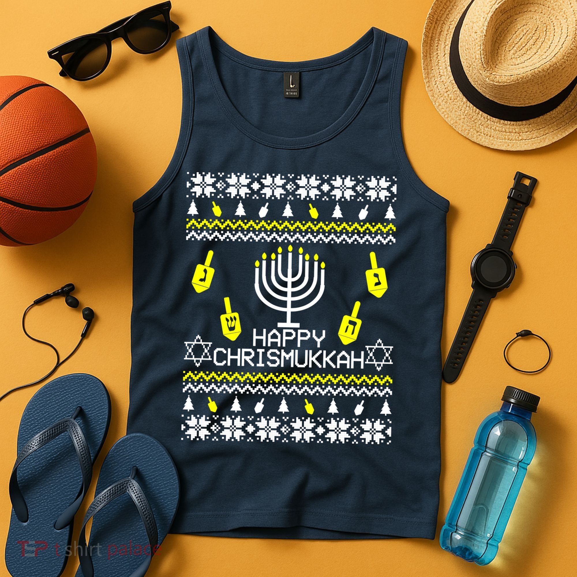 Happy Chrismukkah Hanukkah Ugly Christmas Tank Top