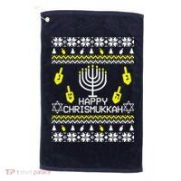 Happy Chrismukkah Hanukkah Ugly Christmas Golf Towel thumb 0