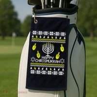 Happy Chrismukkah Hanukkah Ugly Christmas Golf Towel thumb 2