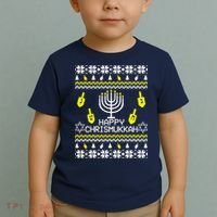 Happy Chrismukkah Hanukkah Ugly Christmas Toddler T-Shirt thumb 2