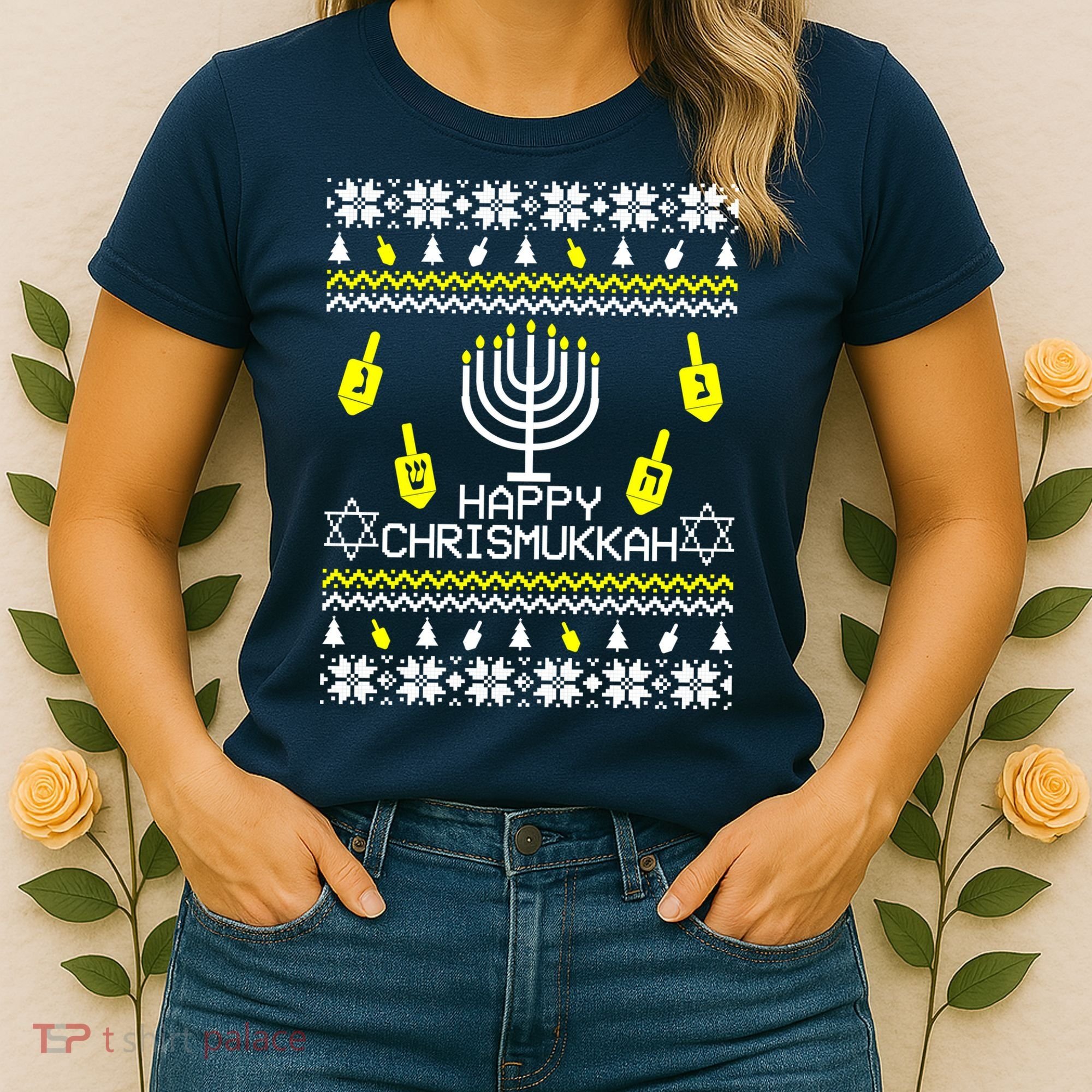 Happy Chrismukkah Hanukkah Ugly Christmas Women's T-Shirt