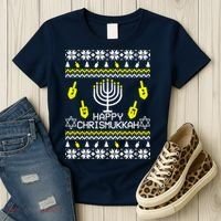Happy Chrismukkah Hanukkah Ugly Christmas Women's T-Shirt thumb 3