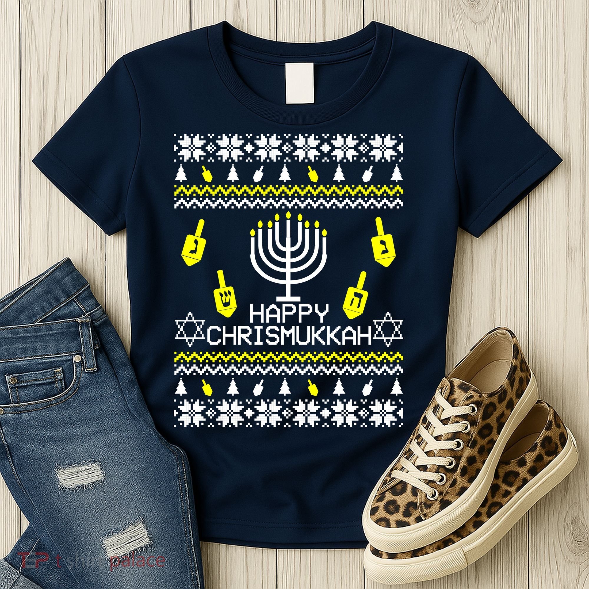 Happy Chrismukkah Hanukkah Ugly Christmas Women's T-Shirt