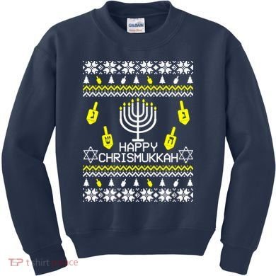 Happy Chrismukkah Hanukkah Ugly Christmas Kids Sweatshirt