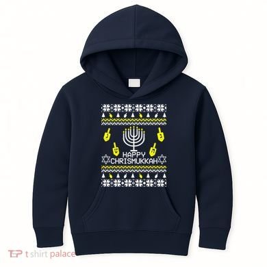 Happy Chrismukkah Hanukkah Ugly Christmas Kids Hoodie