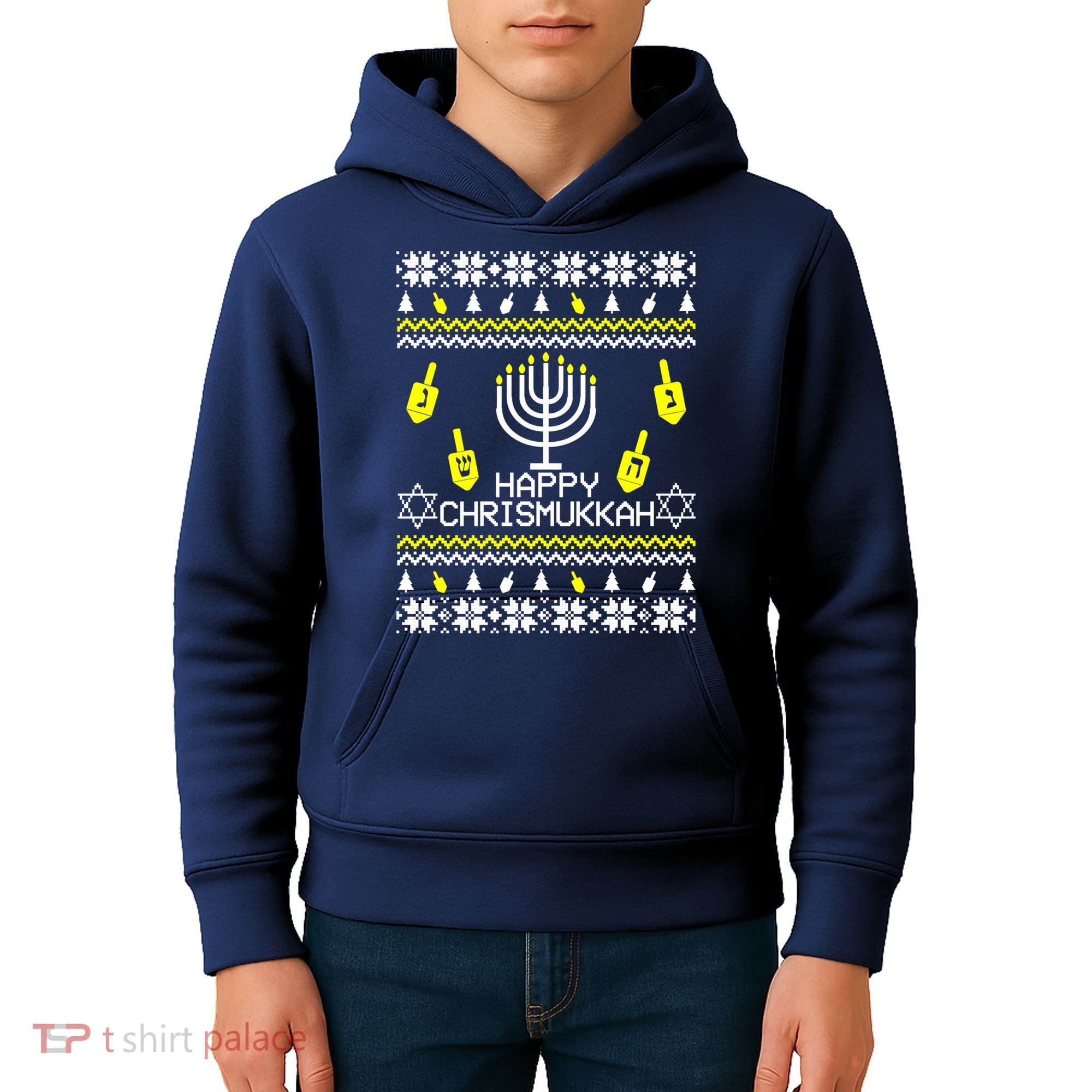 Happy Chrismukkah Hanukkah Ugly Christmas Kids Hoodie