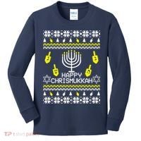 Happy Chrismukkah Hanukkah Ugly Christmas Kids Long Sleeve Shirt thumb 0