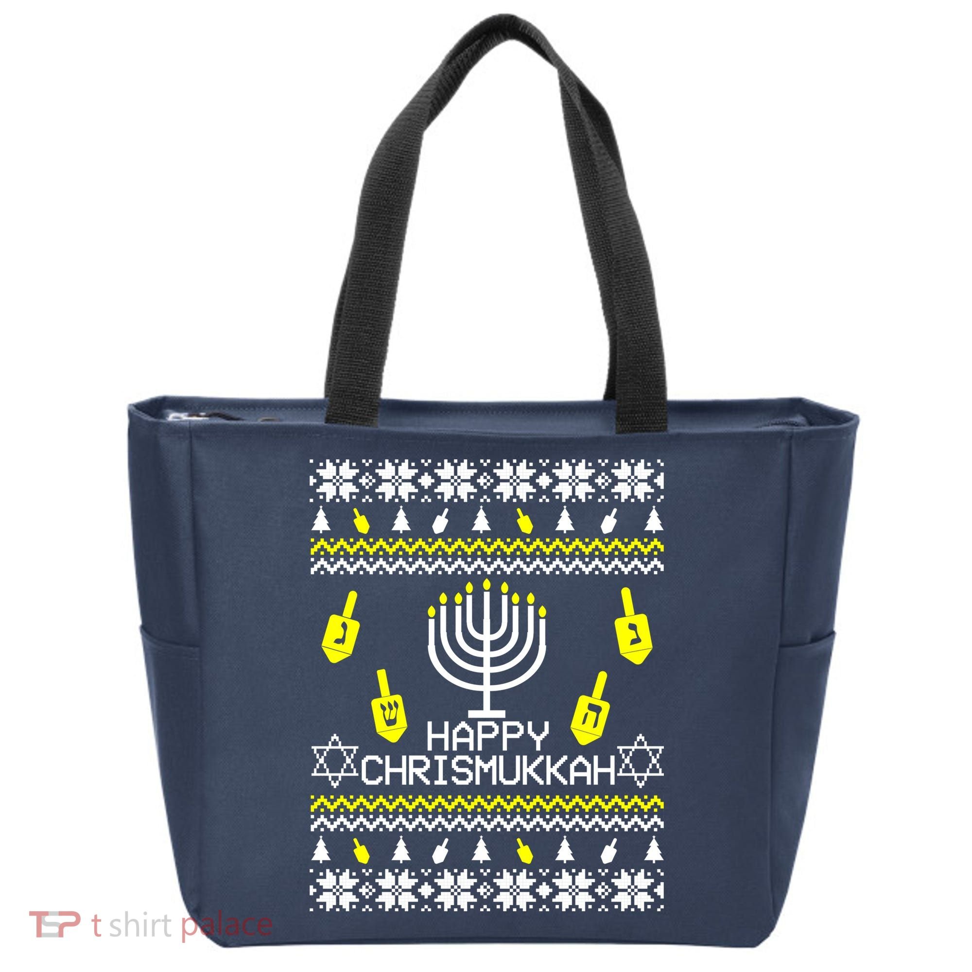 Happy Chrismukkah Hanukkah Ugly Christmas Tote Bag
