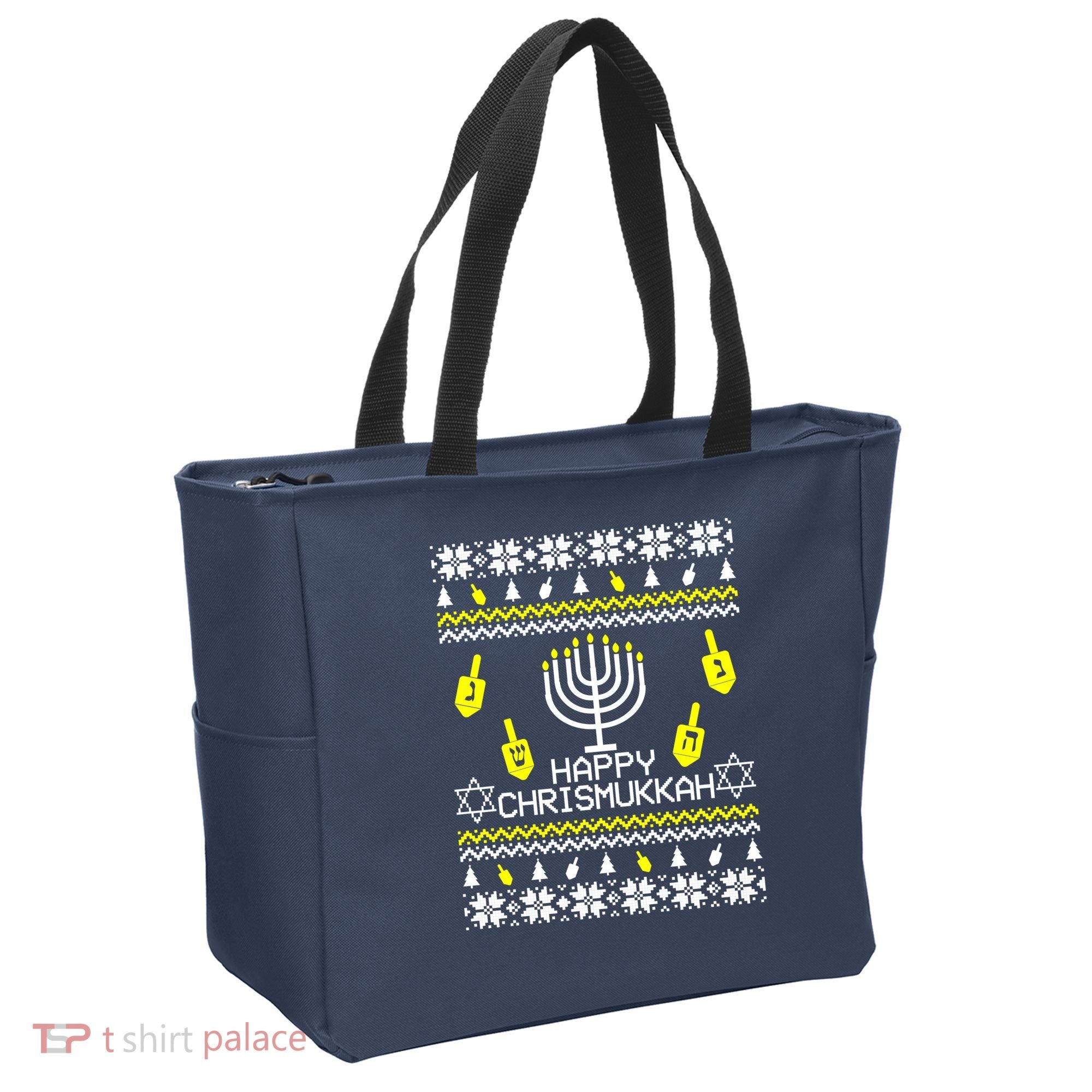 Happy Chrismukkah Hanukkah Ugly Christmas Tote Bag