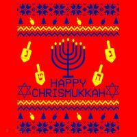 Happy Chrismukkah Hanukkah Ugly Christmas Santa Hat thumb 1