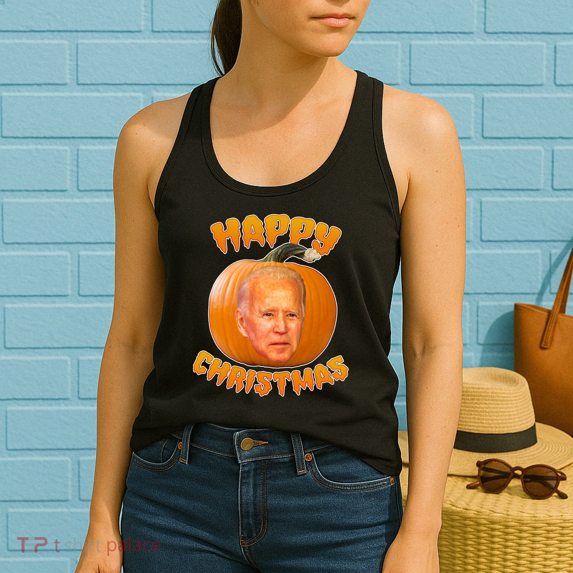 Happy Christmas Joe Biden Halloween Pro Trump  Women's Tank Top