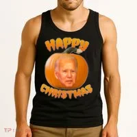 Happy Christmas Joe Biden Halloween Pro Trump  Tank Top thumb 3