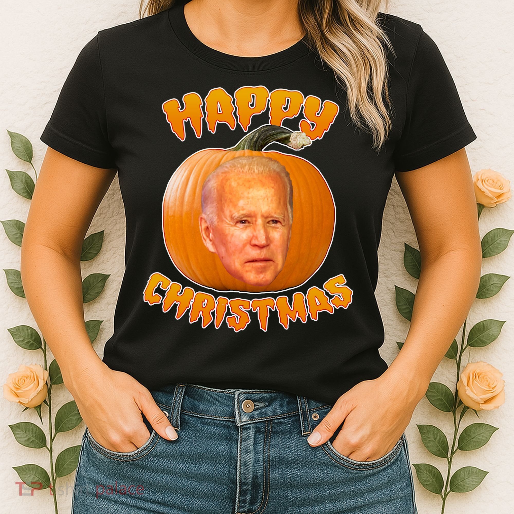 Happy Christmas Joe Biden Halloween Pro Trump  Women's T-Shirt