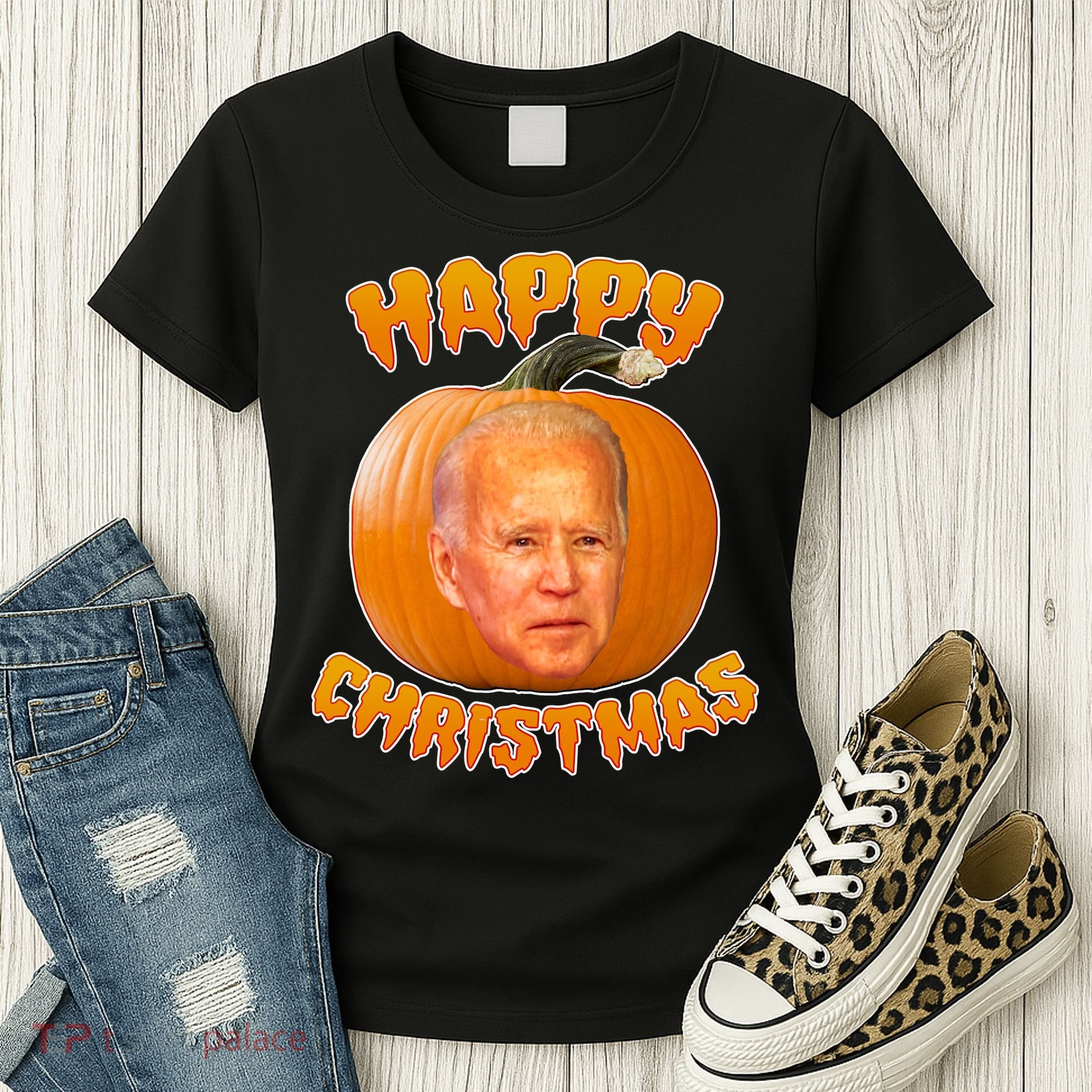Happy Christmas Joe Biden Halloween Pro Trump  Women's T-Shirt