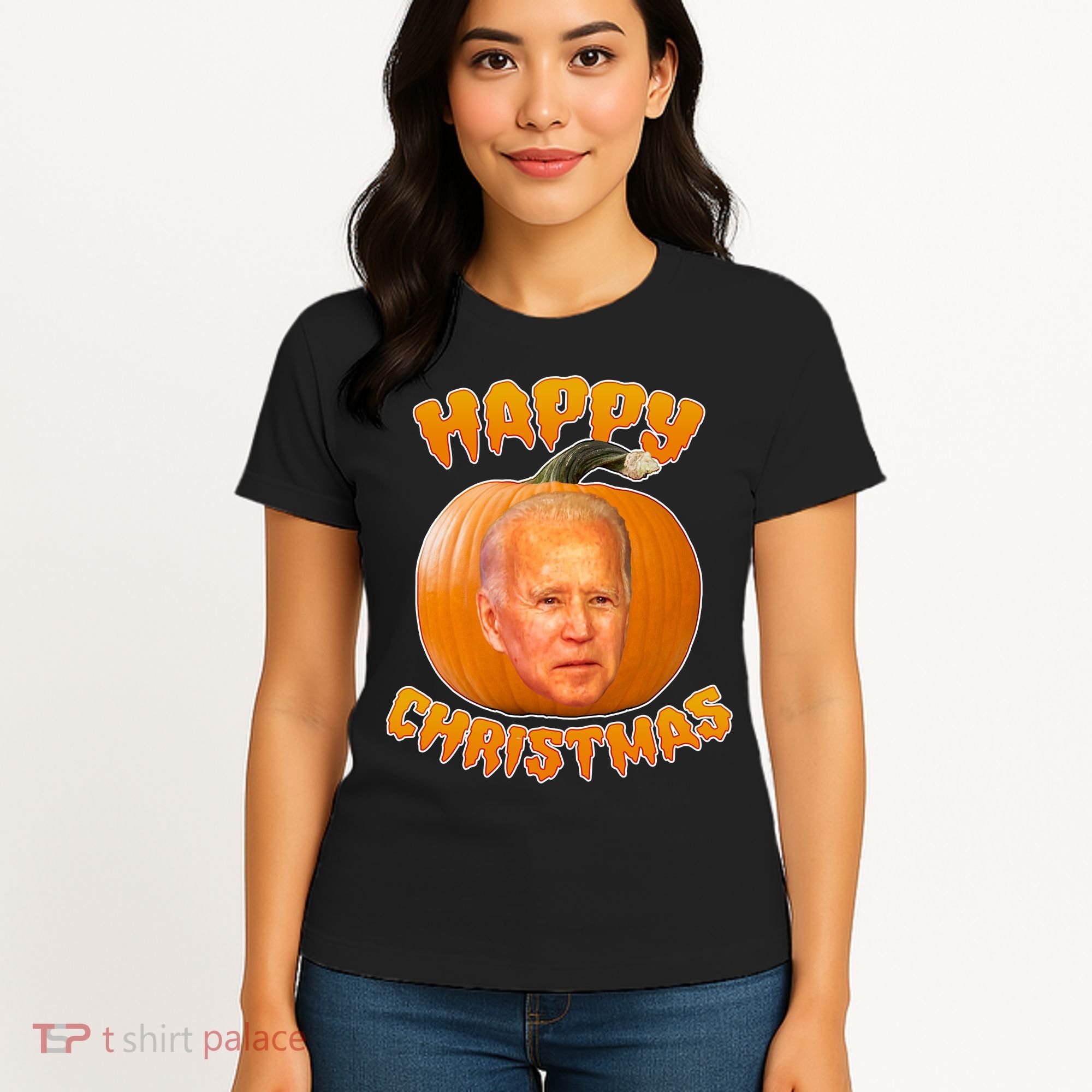 Happy Christmas Joe Biden Halloween Pro Trump  Women's T-Shirt