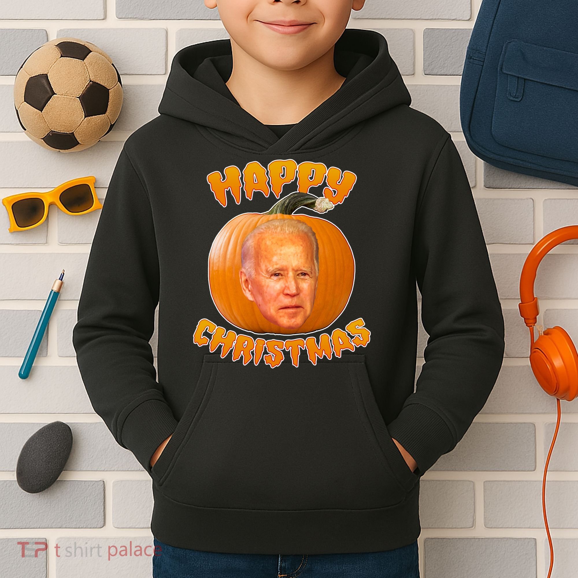 Happy Christmas Joe Biden Halloween Pro Trump  Kids Hoodie
