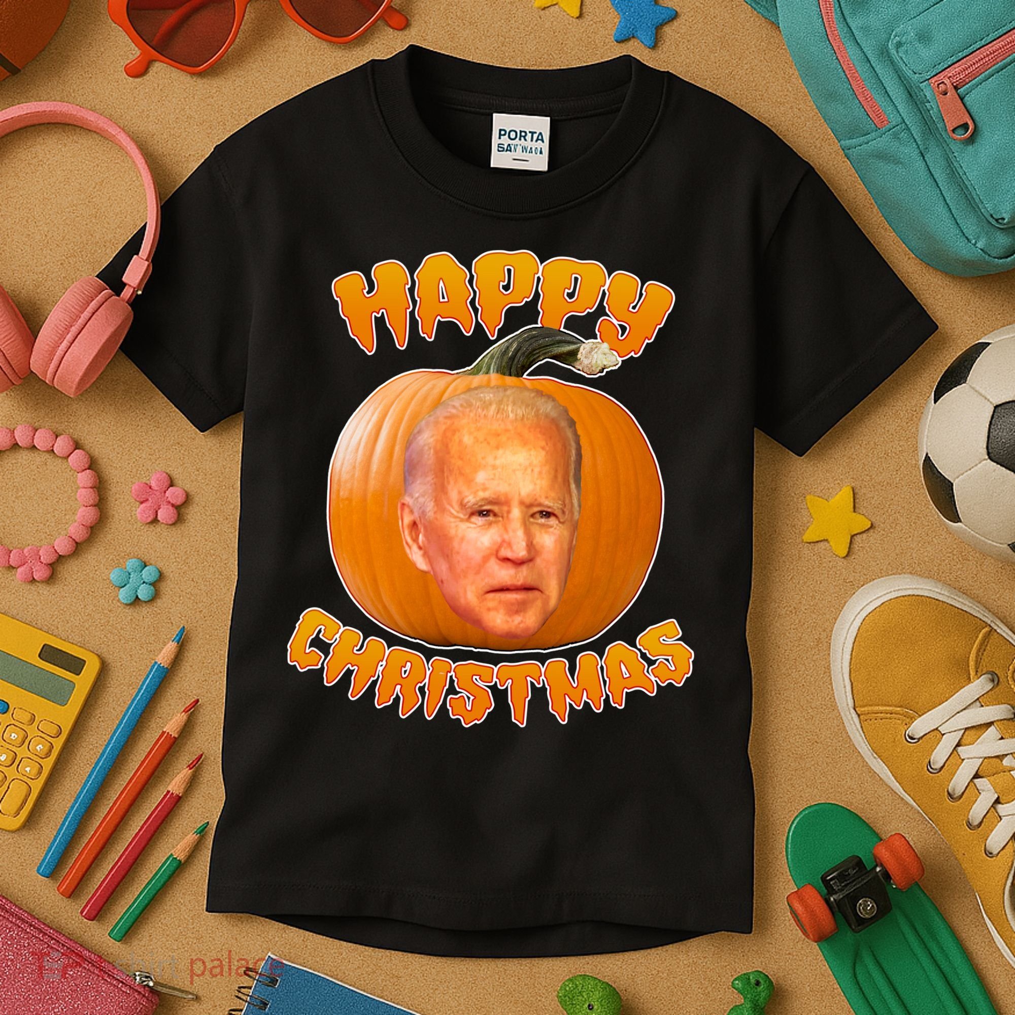 Happy Christmas Joe Biden Halloween Pro Trump  Kids T-Shirt