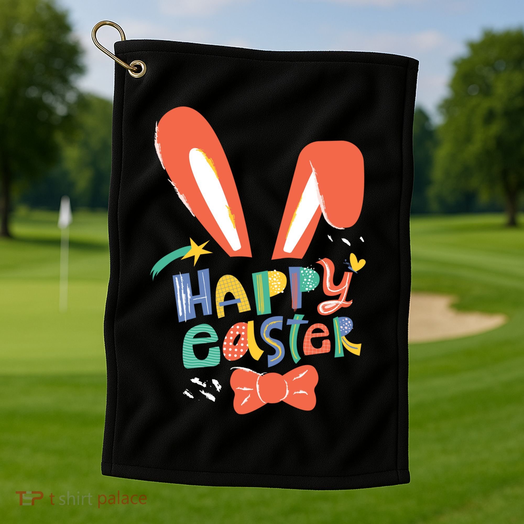 Happy Easter Bow  Golf Towel