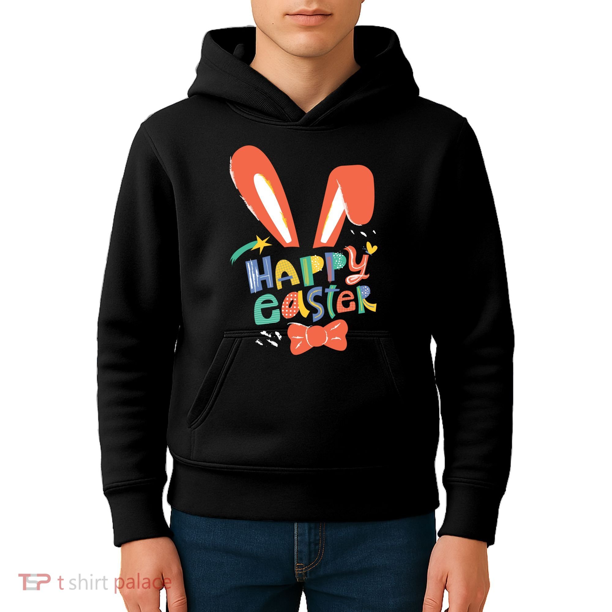 Happy Easter Bow  Kids Hoodie