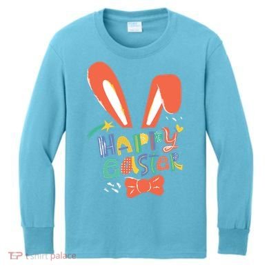 Happy Easter Bow  Kids Long Sleeve Shirt