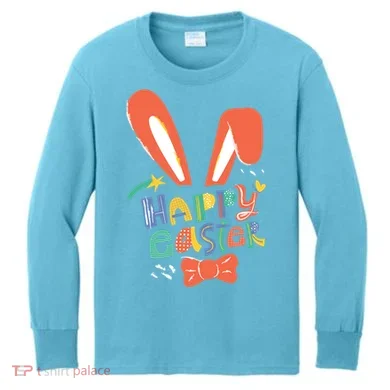 Happy Easter Bow Kids Long Sleeve Shirt