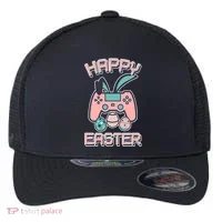 Happy Easter Bunny Game Controller Flexfit Unipanel Trucker Cap thumb 0